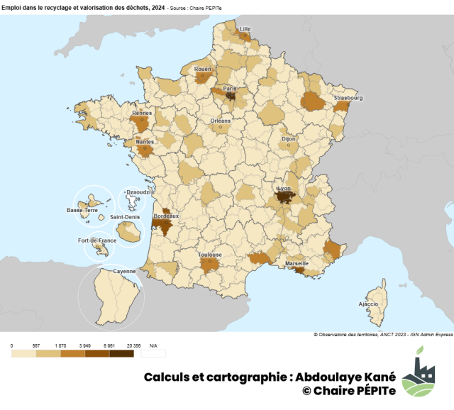 Emploi dans le recyclage et valorisation des déchets, 2024